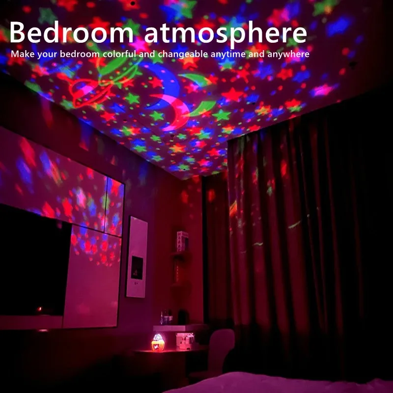 USB galaxy star projector sky projection night light rotating magic ball stage lamp bedroom ambiance lamp party lamp