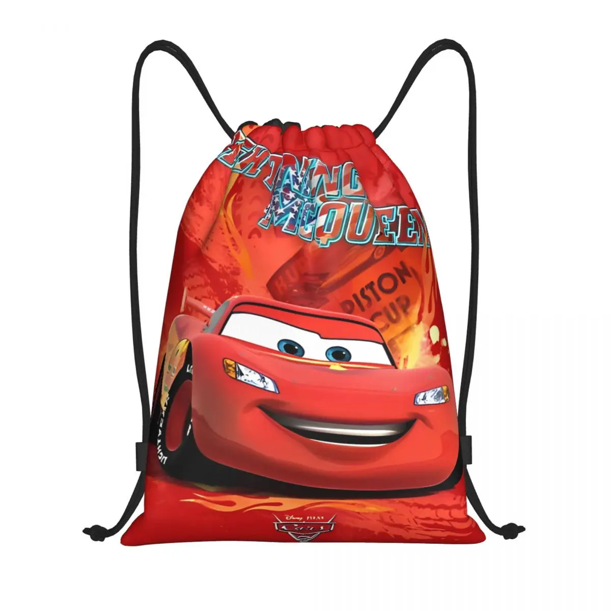 Red Cars Winnerz Lightning McQueen Drawstring Backpack Gym Sports Sackpack String Bag for Exercise