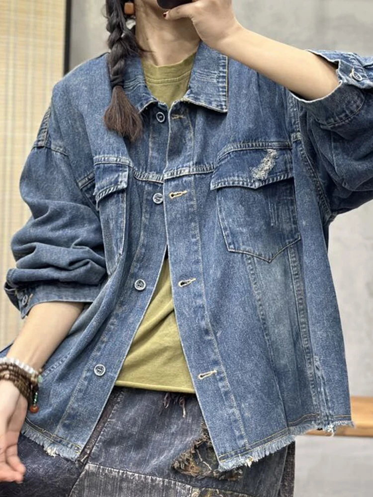 Max LuLu British 2024 Autumn Womens Vintage Leisure Denim Jacket Fashion Loose Punk Coats Classic Female Luxury Harajuku Clothes