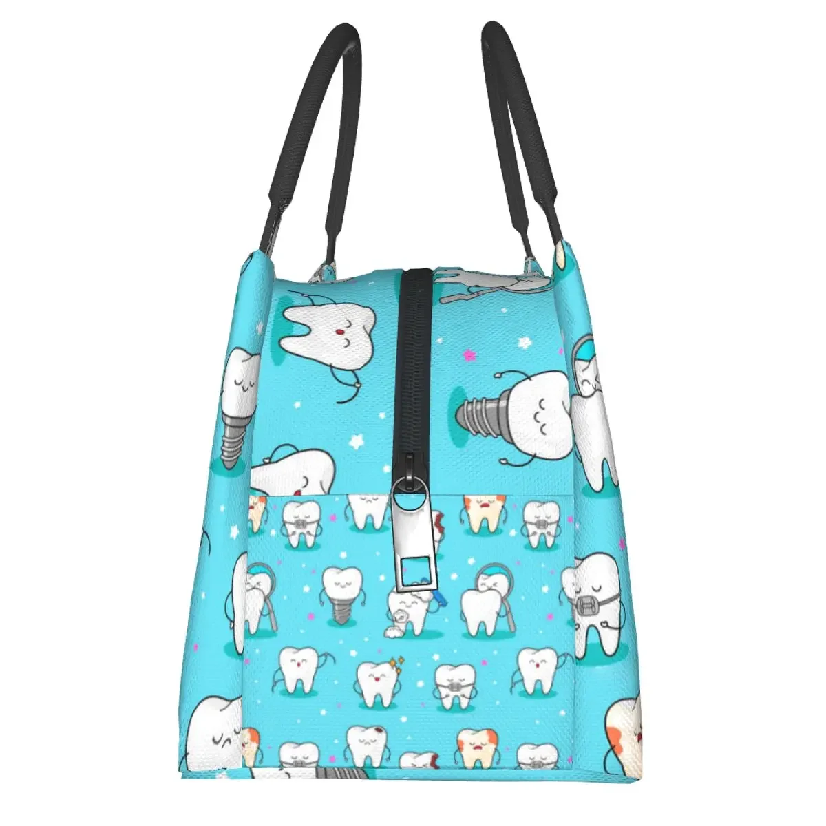 Custom Cute Teeth Baby Lunch Bag Dentist Casual Lunch Box Travel Portable Thermal Tote Handbags Graphic Design Cooler Bag