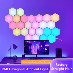 LED Hexagon Light RGB Smart Wall Lamp Wifi Bluetooth Music Sync Ambient Lights for Happy Birthday Bedroom Gamer Room Decoration