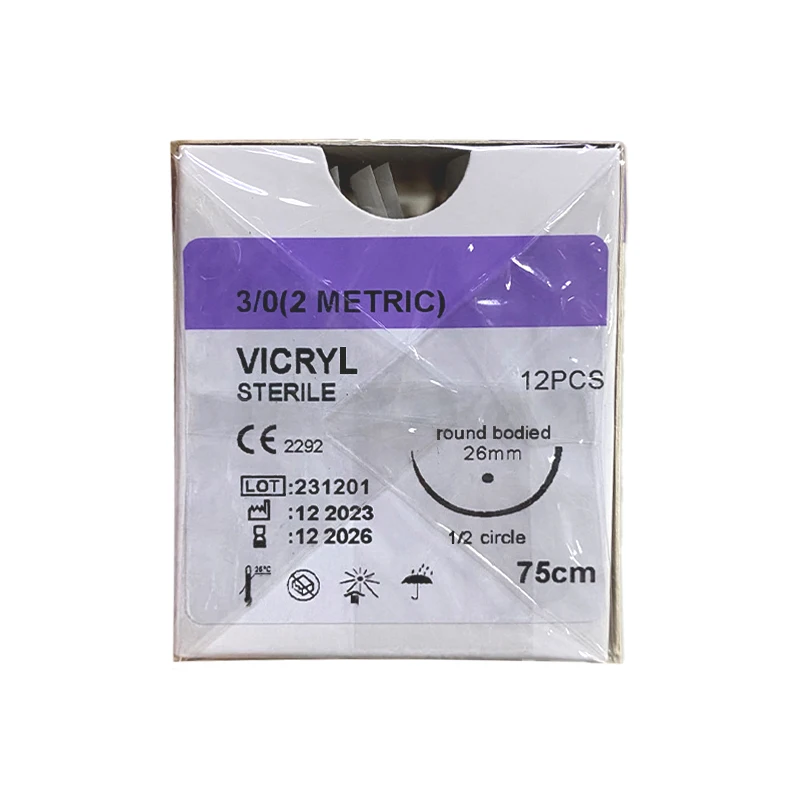 

Free Shipping CE 12 PCS Vicryl PGA PGLA910 Surgical Suture 2/0 3/0 4/0 Nylon Silk Suture 75cm Polypropylene PM Polyester Suture