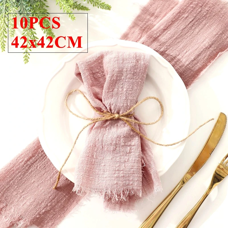 10pcs Lot Rustic Gauze Table Napkin Reusable Cotton Napkins For Wedding Event Party Decoration