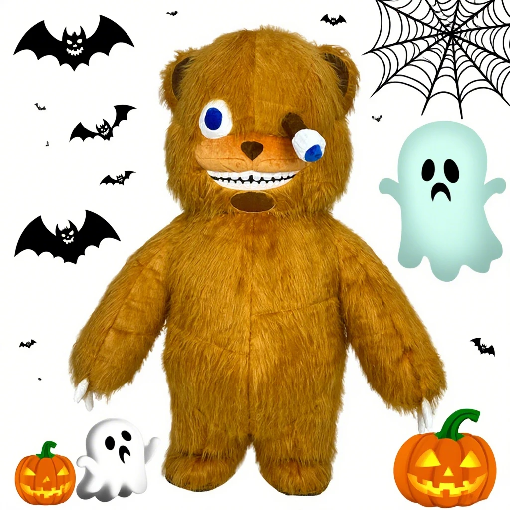 

Zombie Bear Inflatable Costume Parade Adult Funny Character Cosplay Halloween Party Event Plush Set