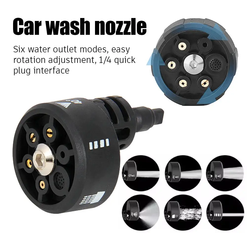 6 IN 1 High Pressure Washer Nozzle 1/4Inch Multifunctional Change-Over Nozzle Quick Connect Efficient Washer Nozzle