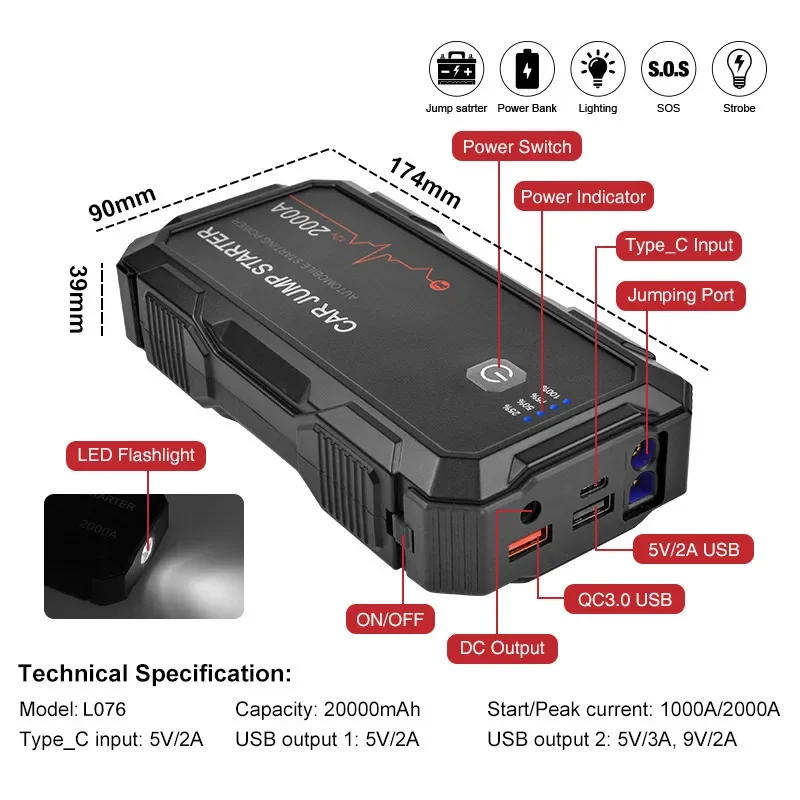 Car Jump Starter Power Bank/Battery Booster Car Jump Starter/12v Car Jump Starter