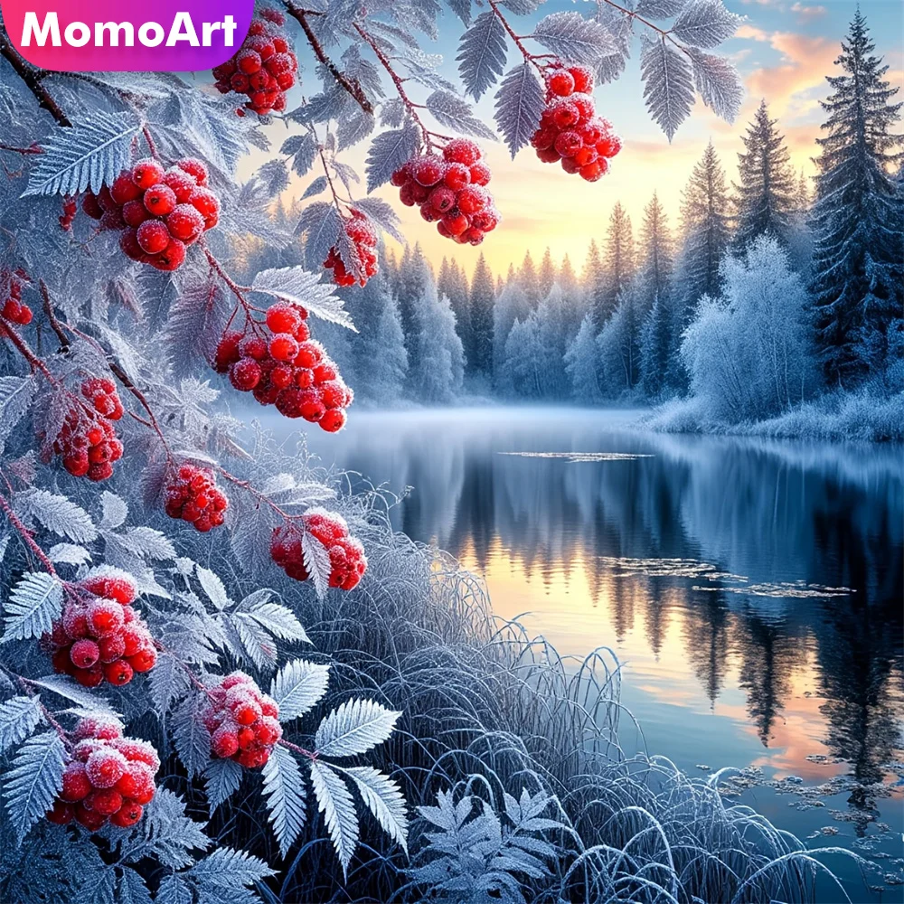 Momoart Nouveauté Broderie de diamant Paysage d'hiver à broder soi-même Peinture acrylique Fournitures d'artisanat Mosaïque de diamant Passe-temps pour enfants