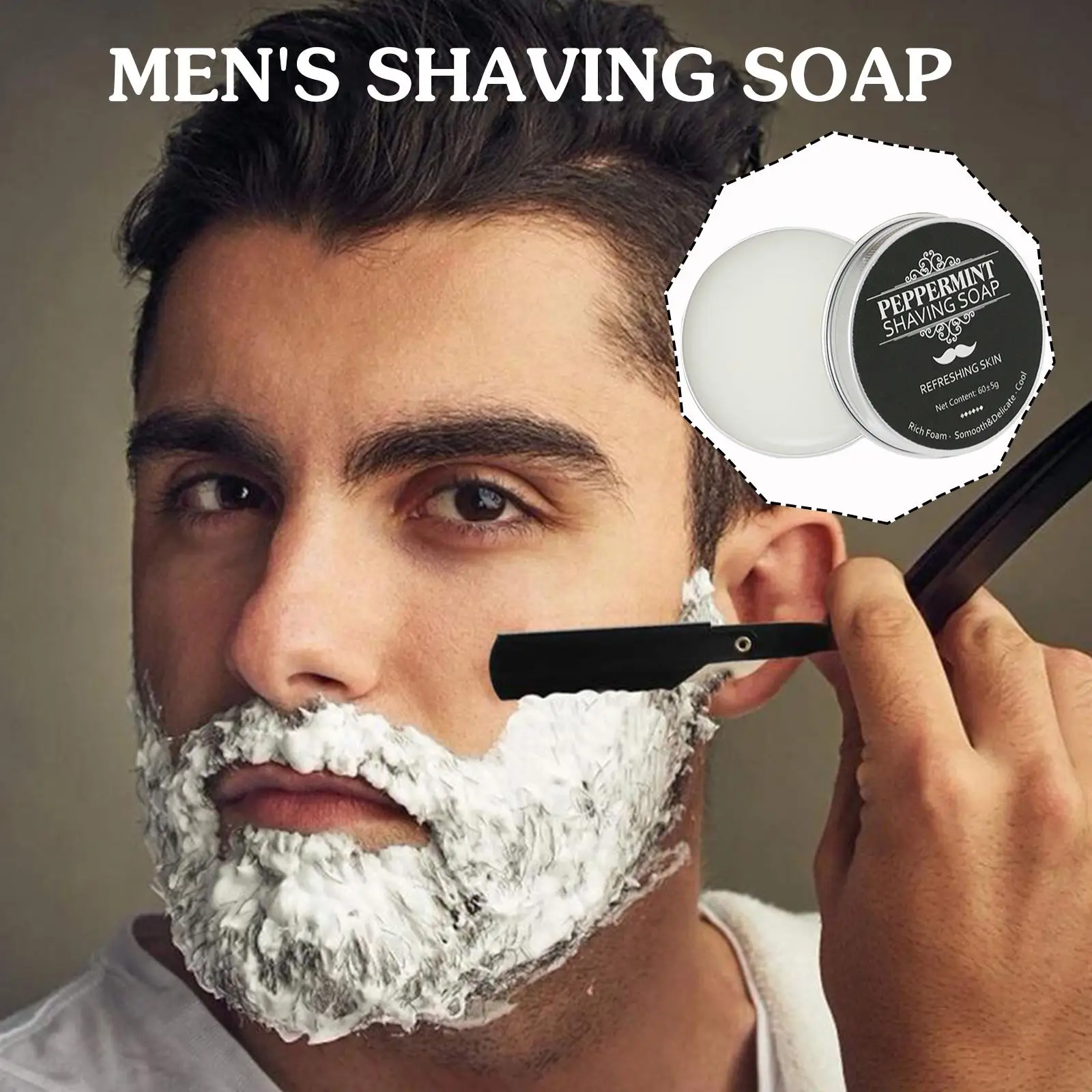 60g Mint Flavour Foam Fragrant Shaving Soap Keep The Face Fresh And Clean Fine And Smooth Texture Mens Shaving Soap