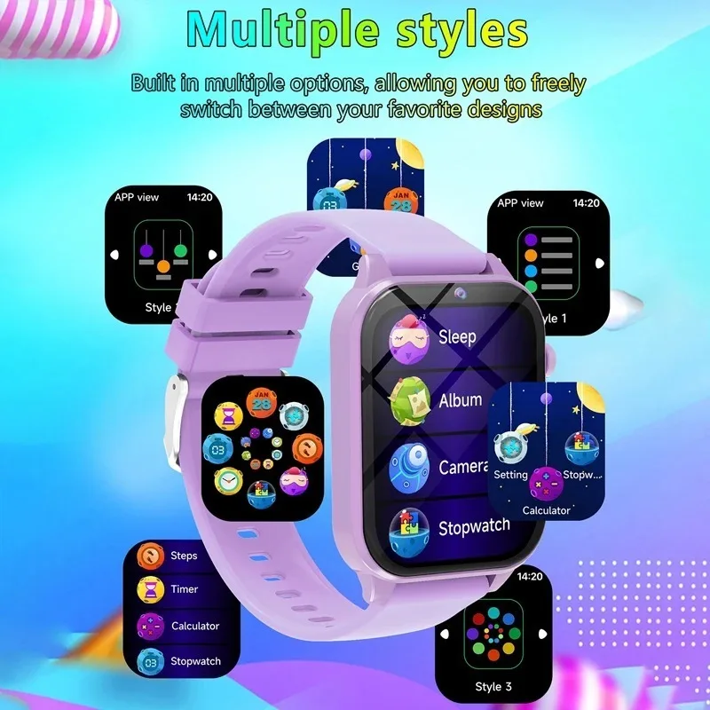 ساعة ذكية جديدة للأطفال HD كاميرا تعمل باللمس 18 لعبة مراقبة النوم ساعة منبه حاسبة هدية عيد ميلاد صبي فتاة #3