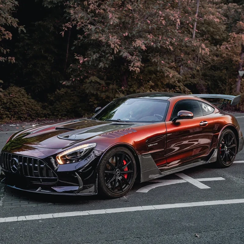 PET Super Gloss Black Red Chameleon Car Wrap Vinyl Color Shift Bubble Free Air Release Self Adhesive Film