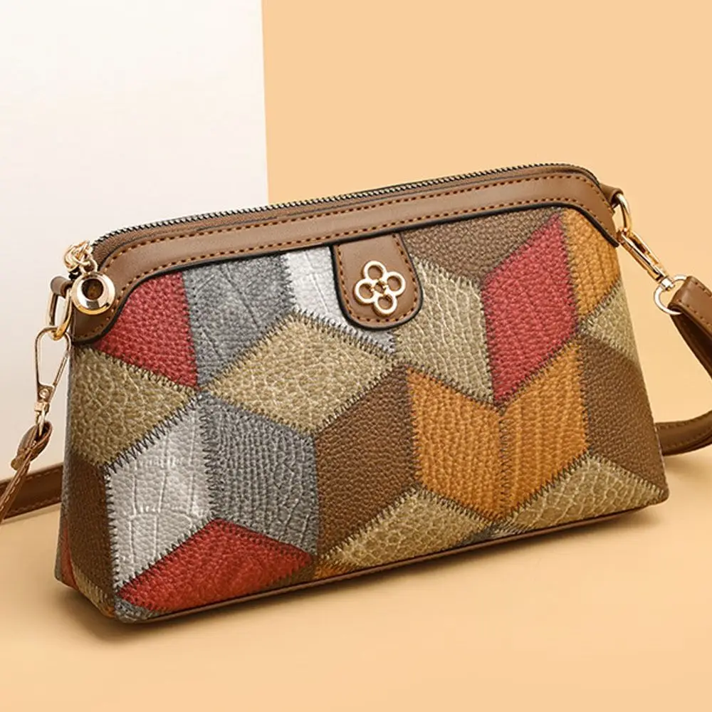 Nowy styl narodowy kolorowy patchwork torby Crossbody nieregularne szwy torebka ze skóry PU damska torba na ramię torba pod pachami