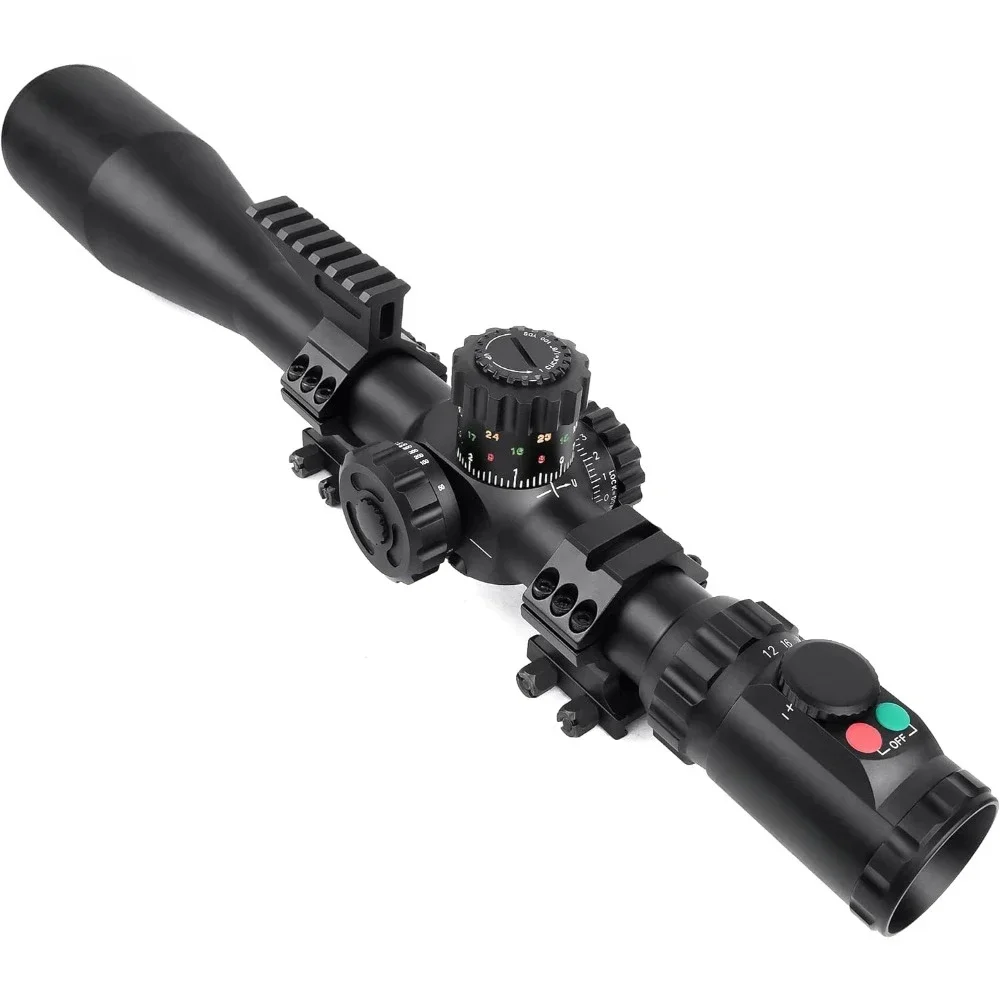 

Long Range Rifle Scope 35mm Tube Side Parallax Adjustment Glass Etched Reticle Red Green Illuminated with Scope Rings