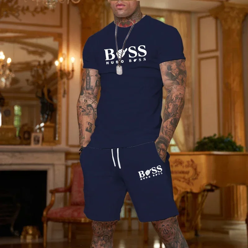 

Men's fitness suits, sportswear, casual t-shirts, photography outfits, slow-paced running, brand new, two-piece set