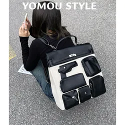 Luxury Designer Brand New High Quality Multi-pocket Unisex Canvas Backpack School Bag Student Document Handbag Mochilas Hot Sale