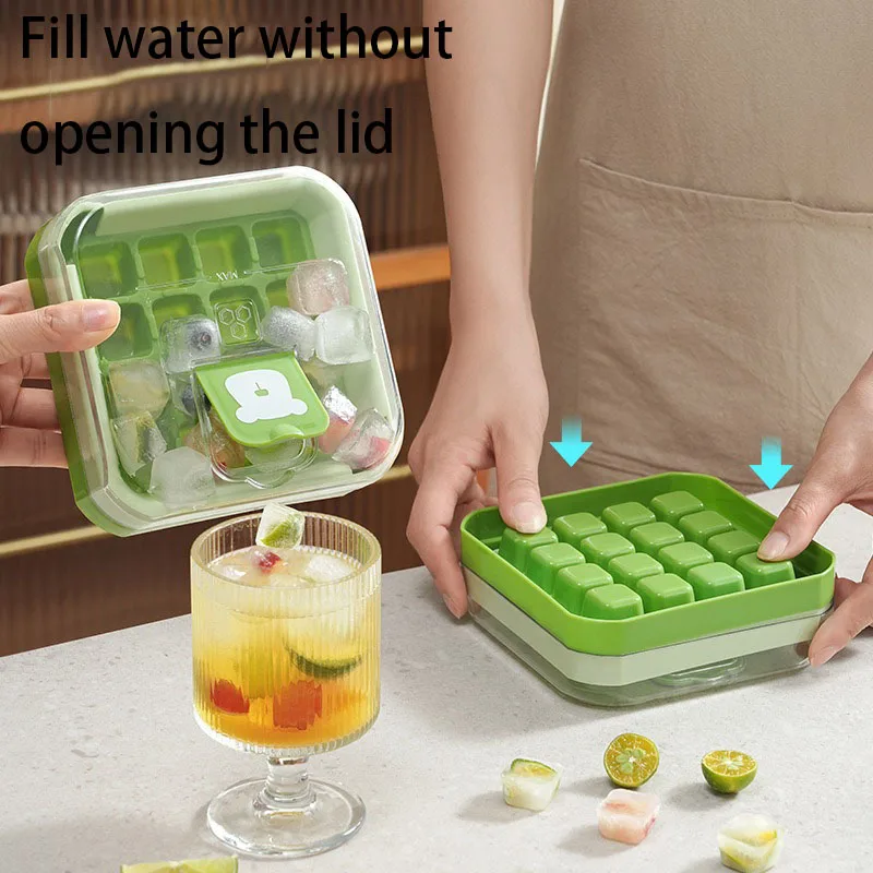 Ice Cube Mold Compartment Press Ice Box Home Refrigerator Homemade Ice Storage Box Easy To Take Off The Mold with Lid