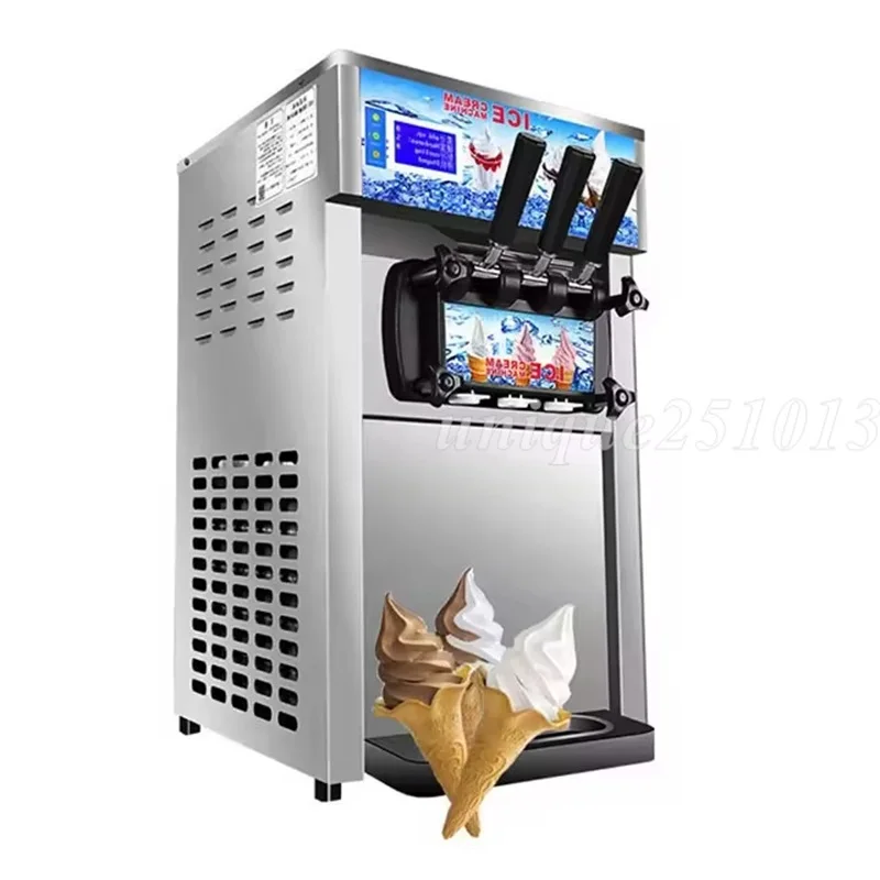 

Commercial Snack Ice Making Machines 18l/H Three Flavors Soft Serve Ice Cream Machine Desktop Frozen Yogurt Ice Cream Maker