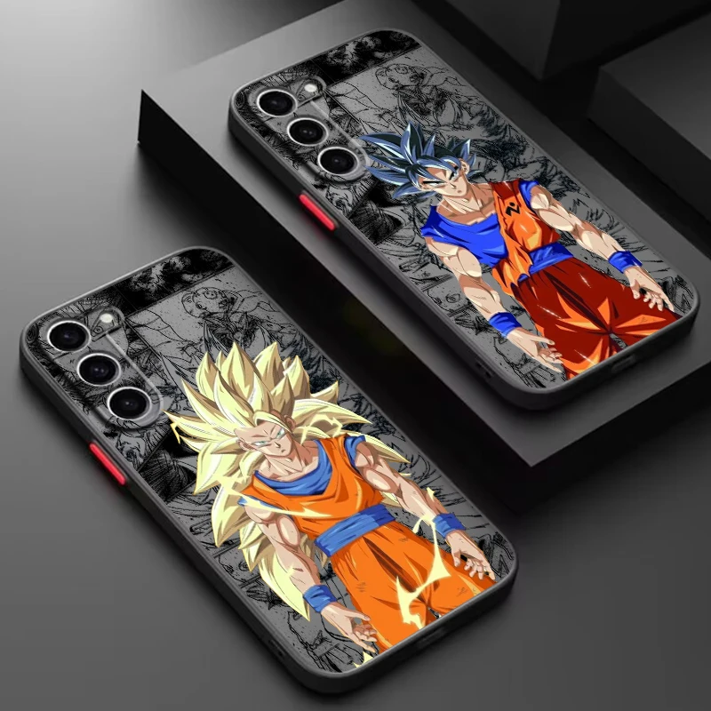 Art D-Dragon Ball Vegeta Goku Frosted Translucent For Samsung Galaxy S24 S23 S22 S21 S20 FE S10 S9 S8 Plus Ultra Pro 5G Matte