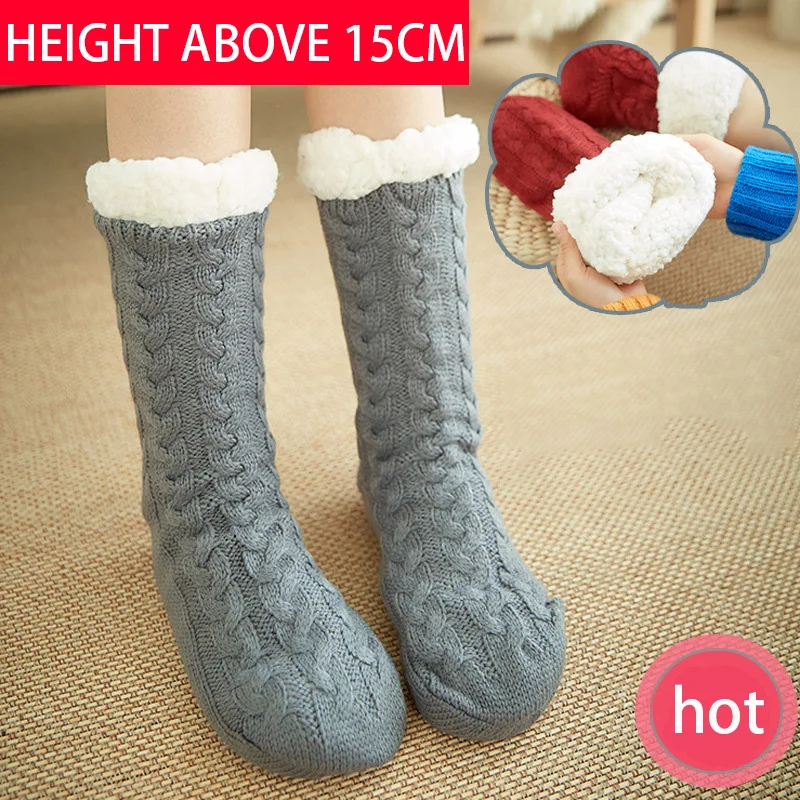 

women socks hot sale winter happy funny Plush medium tube floor home month sleep Christmas socks snow slippers carpet socks