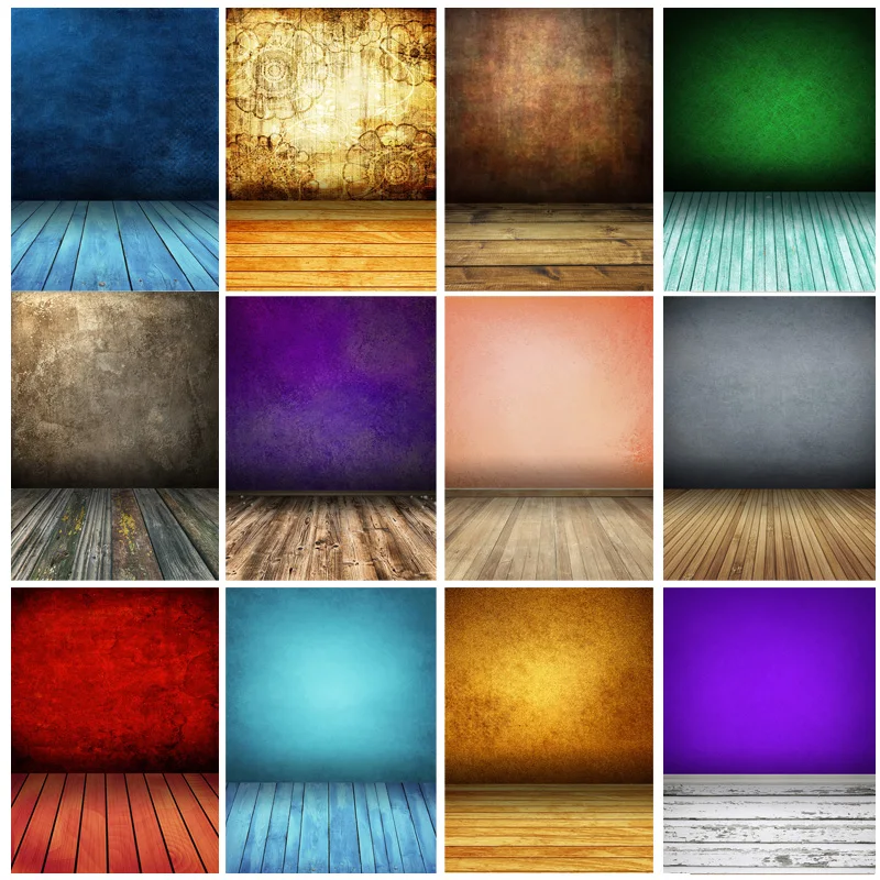 

Vintage Gradient Solid Color Photography Backdrops Props Brick Wall Wooden Floor Baby Portrait Photo Backgrounds MB-33