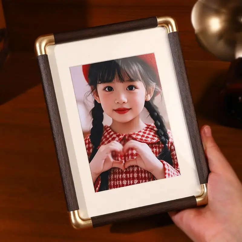 6/7/8/10 Inch Rounded Plastic Photo Frame, A4 Blank Display Stand, Brown Color High-end Photo Frame Display Stand