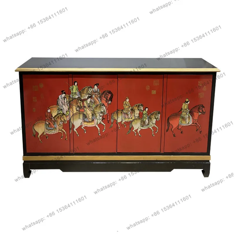Medieval light luxury door cabinet household solid wood restaurant hotel living room dining side cabinet