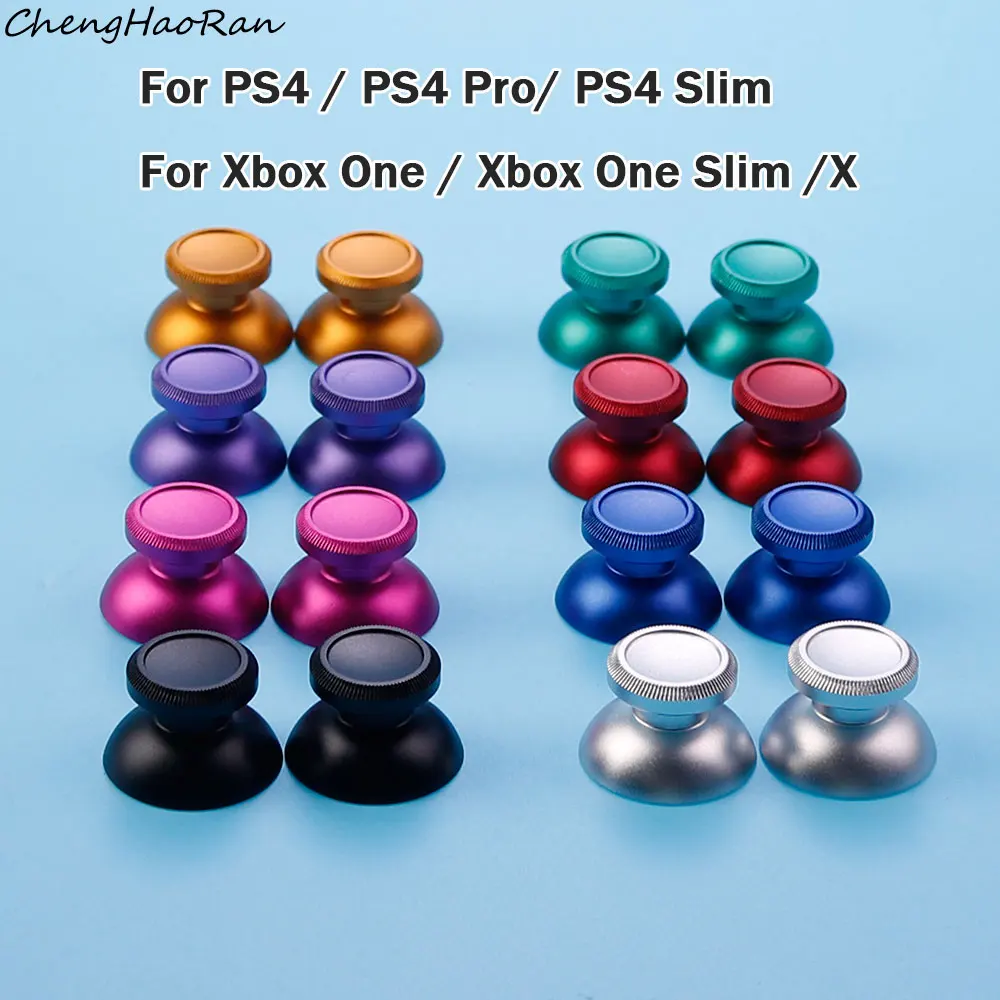 2PCS  Aluminum Metal Analog Joystick Thumb Stick Grip Cap Replacement Buttons For PS4 PS4 Slim/Pro/Xbox One Slim Controller