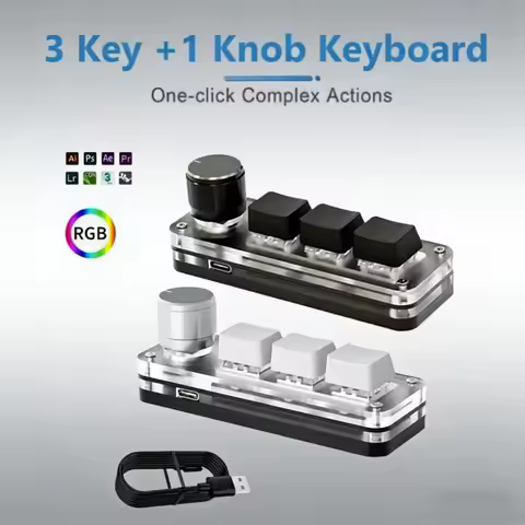 3 Keys 1 Knob Macropad Macro Mechanical Keyboard RGB Mini Gaming Custom Programming Knob Keypads Red Switch For Photoshop