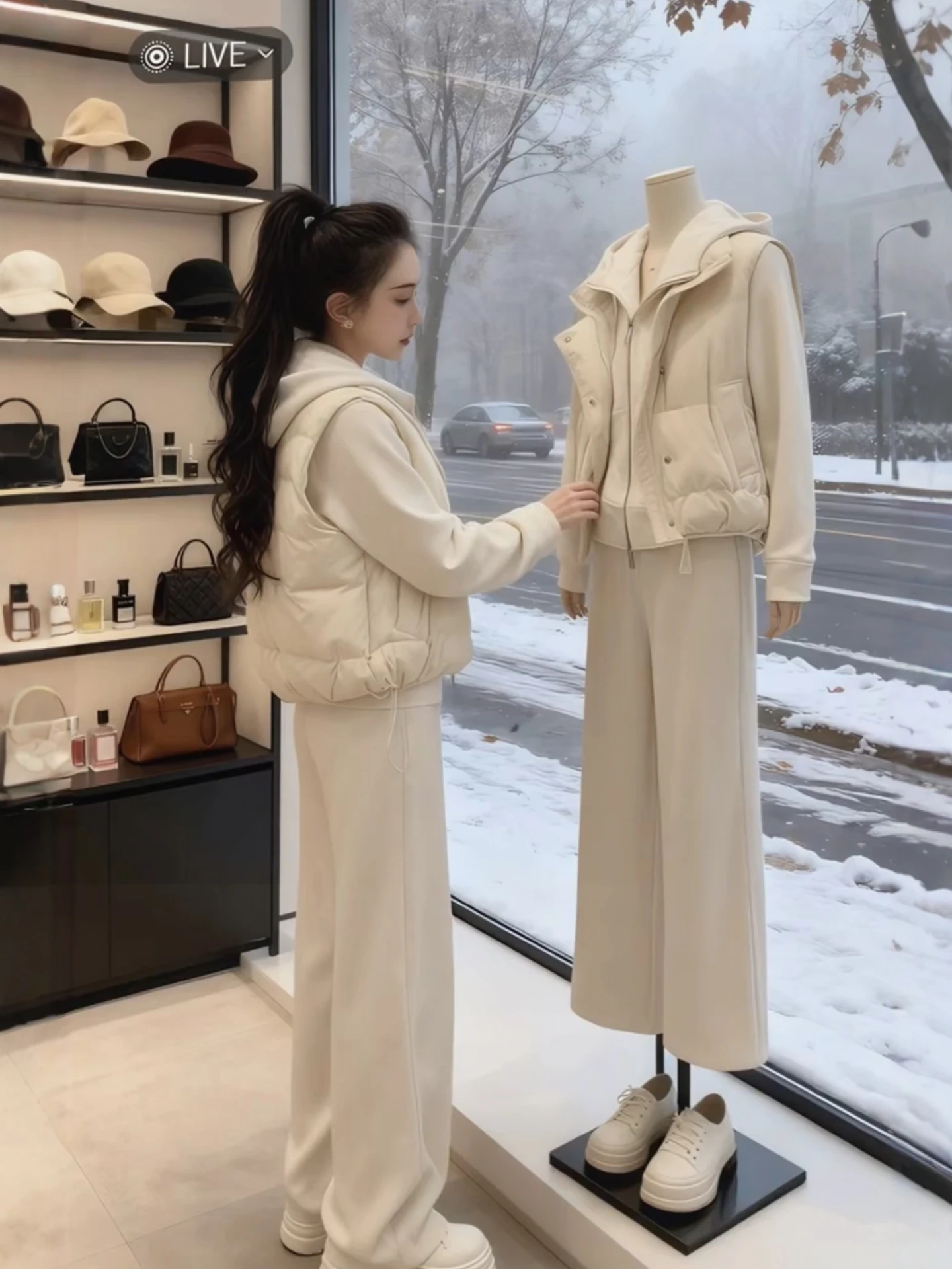 

Winter Casual Commute Sle Women's Hoodie And Wide Leg Pants Set Cotton Vest Ensemble plus Size Faion Outfit Ensemble