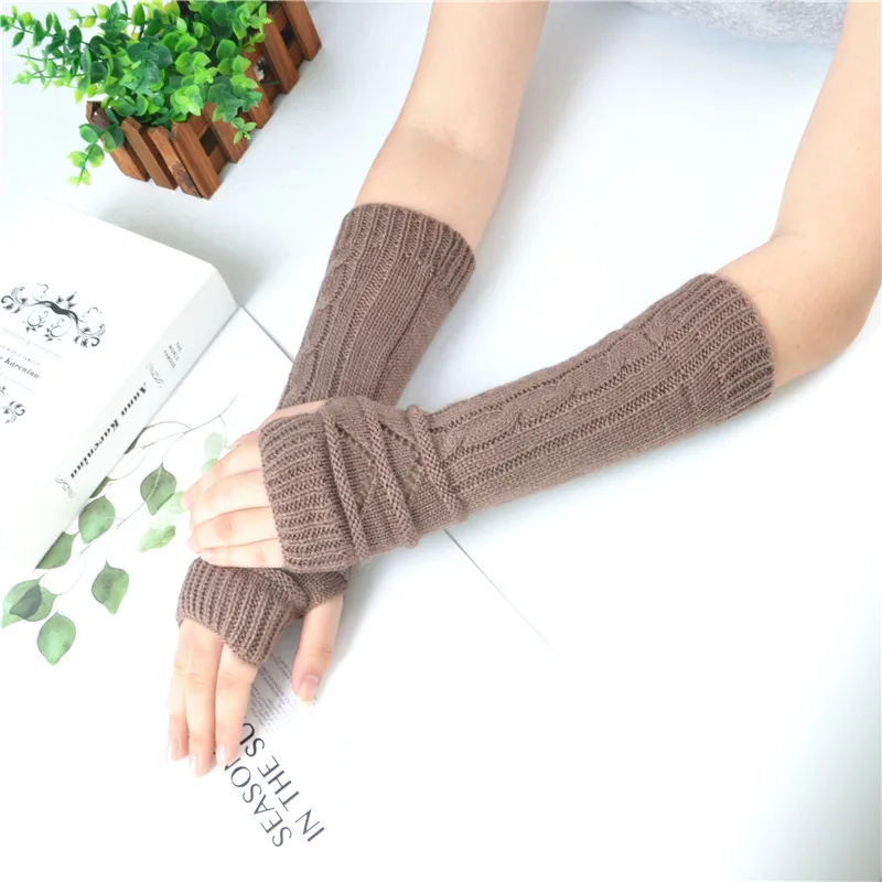 

Women Punk Gothic Long Fingerless Gloves Women Mitten Knitting Arm Warmer Arm Cover Arm Sleeve Cycling Driving Long Gloves