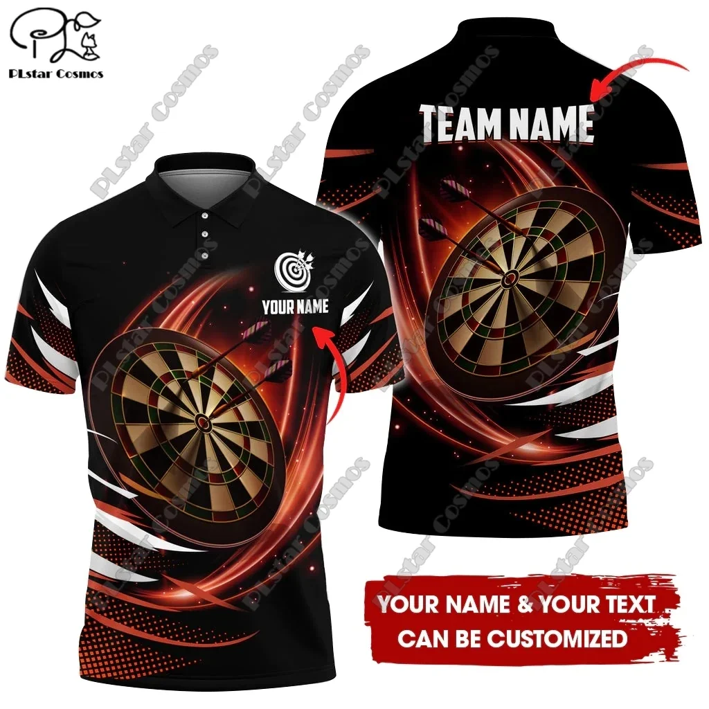 New personalized 3D printed dart throwing colorful flame pattern POLO shirt T-shirt unisex casual team throwing sports series F5