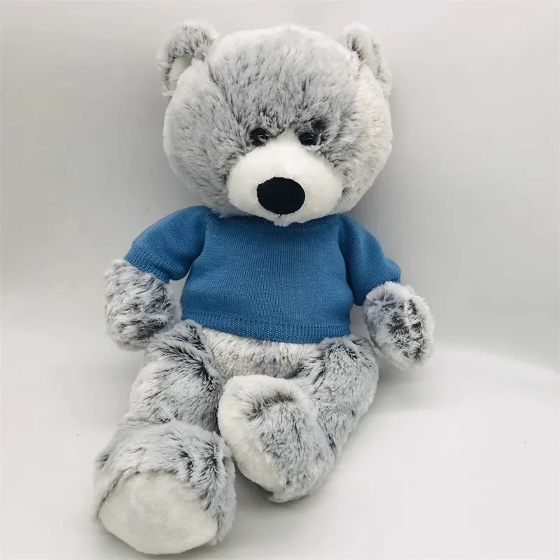 Offerta speciale genuino Super morbido setoso carino bella foschia blu maglione orso peluche bambola giocattolo preferito dai bambini