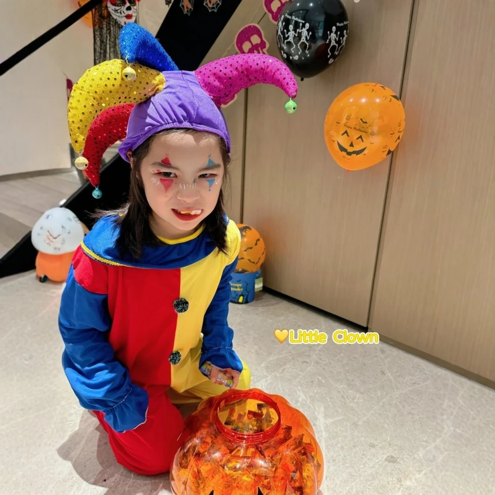 Costume da clown per bambini Mago Circo Performance loween Vestito cosplay Evento per spettacoli per asilo Mento tradizionale...