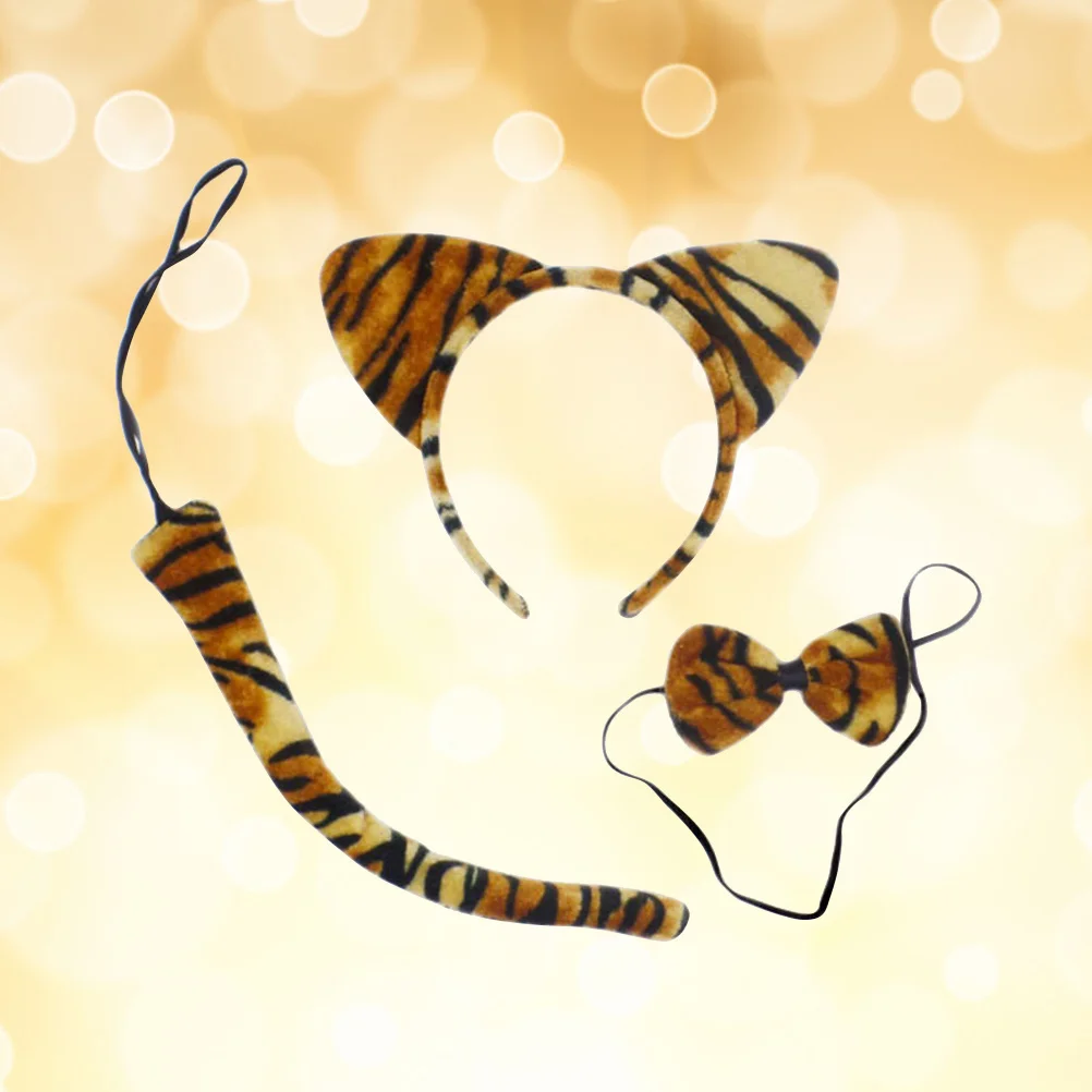 

3Pcs Cat Costume for Kids Includes Cartoon Headband Bow Tie and Tail Ideal for Party Masquerade Photo Accessory