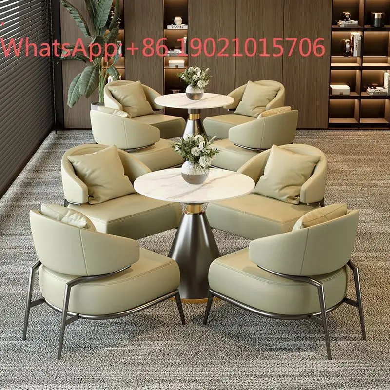 

Комплект мебели HXL Light Luxury: стол и стулья для переговорной, зоны отдыха в офисе, приемной, маленький круглый кофейный столик