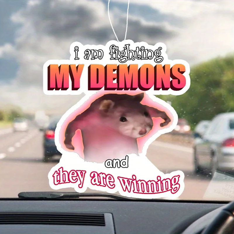 1pc Funny Hamster Design Car Air Freshener Car Rearview Mirror Hanging Aromatherapy Tablet  Car Air Freshener For Men And Women