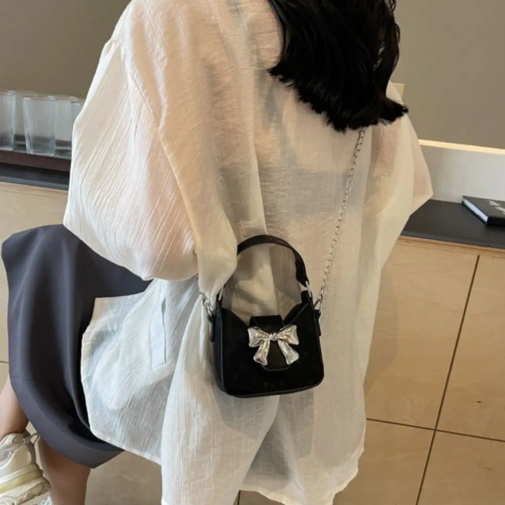 

Прочная сумка через плечо из искусственной кожи с бантом и цепочкой, мини-сумочка на плечо для женщин и девушек