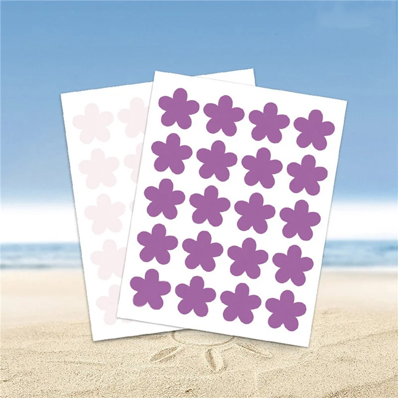 A59E-Purple ملصقات الأشعة فوق البنفسجية PET ملصقات الأشعة فوق البنفسجية للوقاية من الشمس، ملصقات رقع الشمس على شكل زهرة 15 مم للحماية من الأشعة فوق البنفسجية أرجواني (12