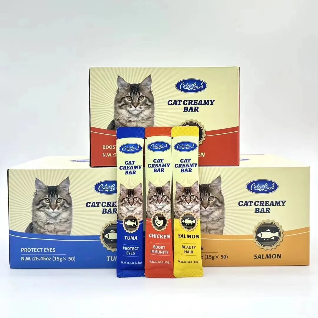 ColaLoca Cat Treat Strips 4pcs in a Bag Cat Snack Bar Pet Creamy Bar for Cats Wet Pet Food OEM ODM