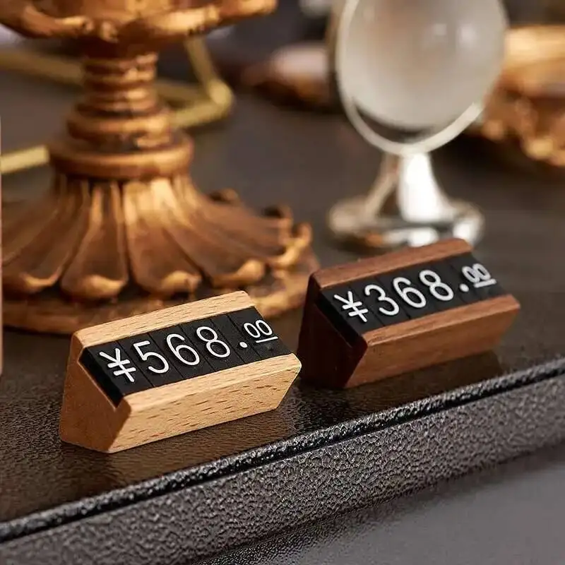 Vertikale Platte aus massivem Holz, Preisschild für Waren, Tabak, Wein, Tee, Schönheitsprodukte, Präsentationsplatte, High-End-Preisschild – Detail 3