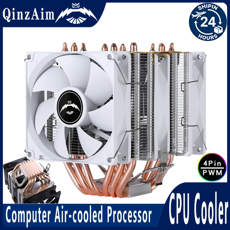 

Кулер для процессора QiuzAim Twin Towers с 6 тепловыми трубками и вентилятором PWM для быстрого охлаждения, совместимый с LGA115X, 1200, 1700, 1851, 2011, AM4, AM5, X99, E5