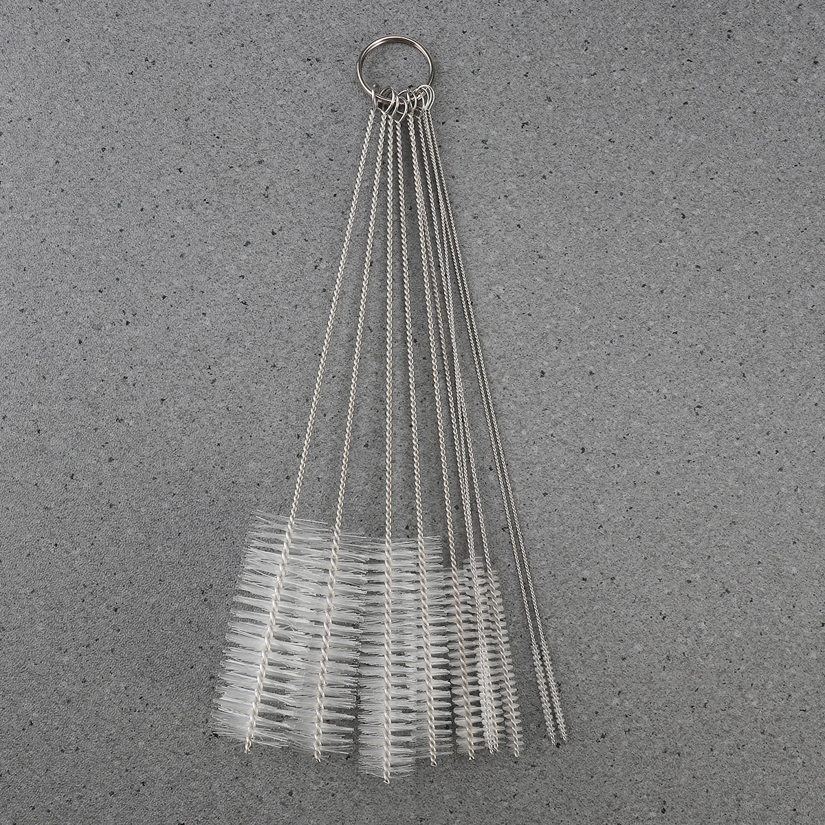 

10pcs Nylon Tube Cleaning Brush Set For Drinking Straws Glasses Keyboards Jewelry White Durable Twisted Handle Rod Key Ring