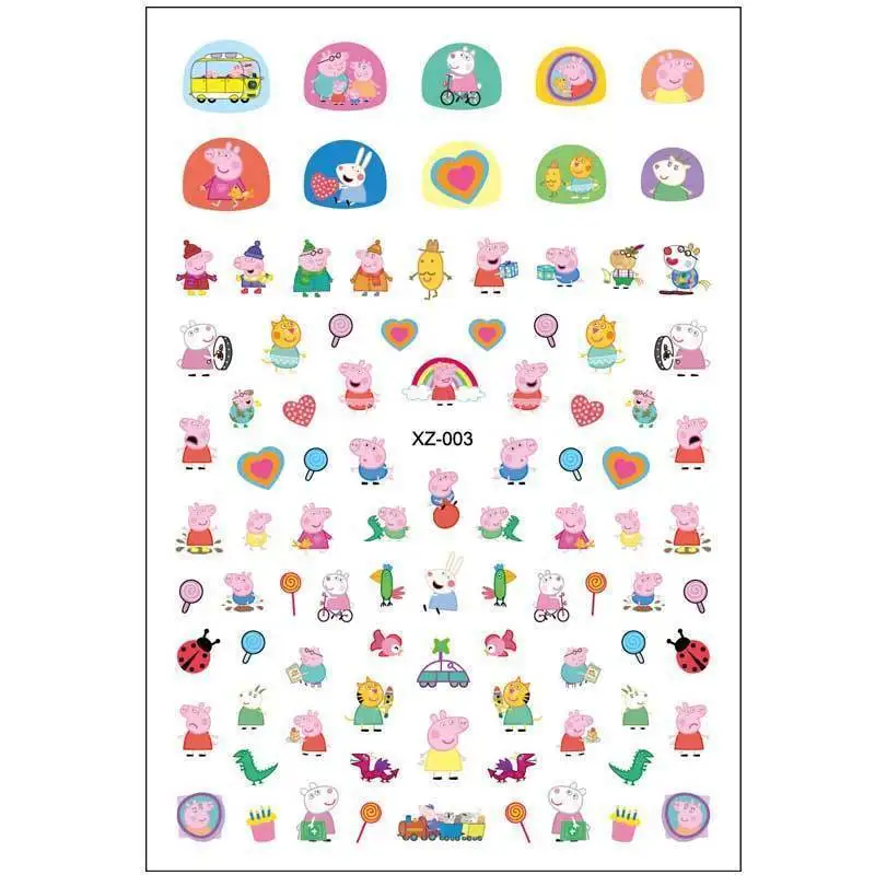 2-6pcs Peppa Pig Luminous Nail Stickers Cartoon Nail Decals Cute Fun Toy Decor Stickers for Girls, Phone Cases, Wall Stickers view 3