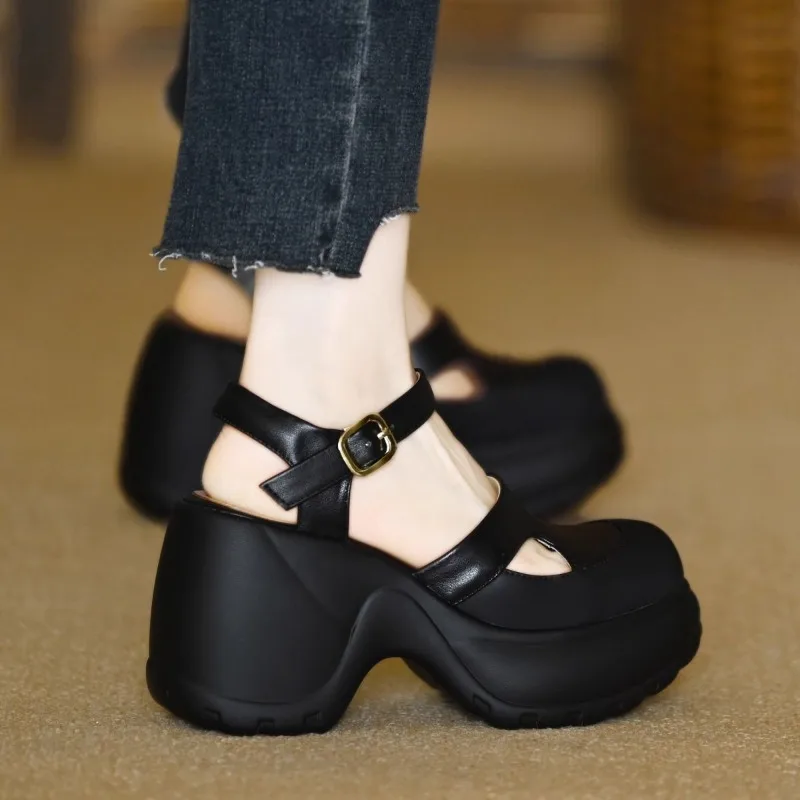 

Women's Sandals Summer Baotou Roman Sandals 8cm Height Increasing Women's Platform Sandals Leisure Hollow Sandal Sandalias Mujer