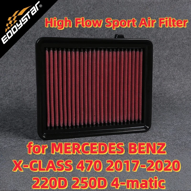 

Спортивный воздушный фильтр с высоким расходом для MERCEDES BENZ X-CLASS 470 2017-2020 220D 250D, 4-матовые моющиеся гоночные впускные фильтры