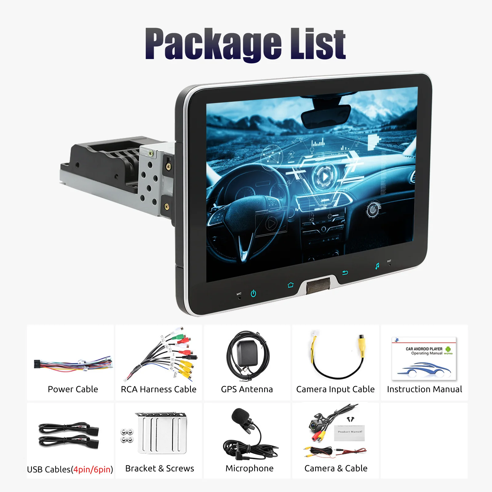 ESSGOO 10,1 inch universele enkele draaibare Android 14-autoradio Carplay multimediaspeler GPS Navi Automotive Stereo Bluetooth