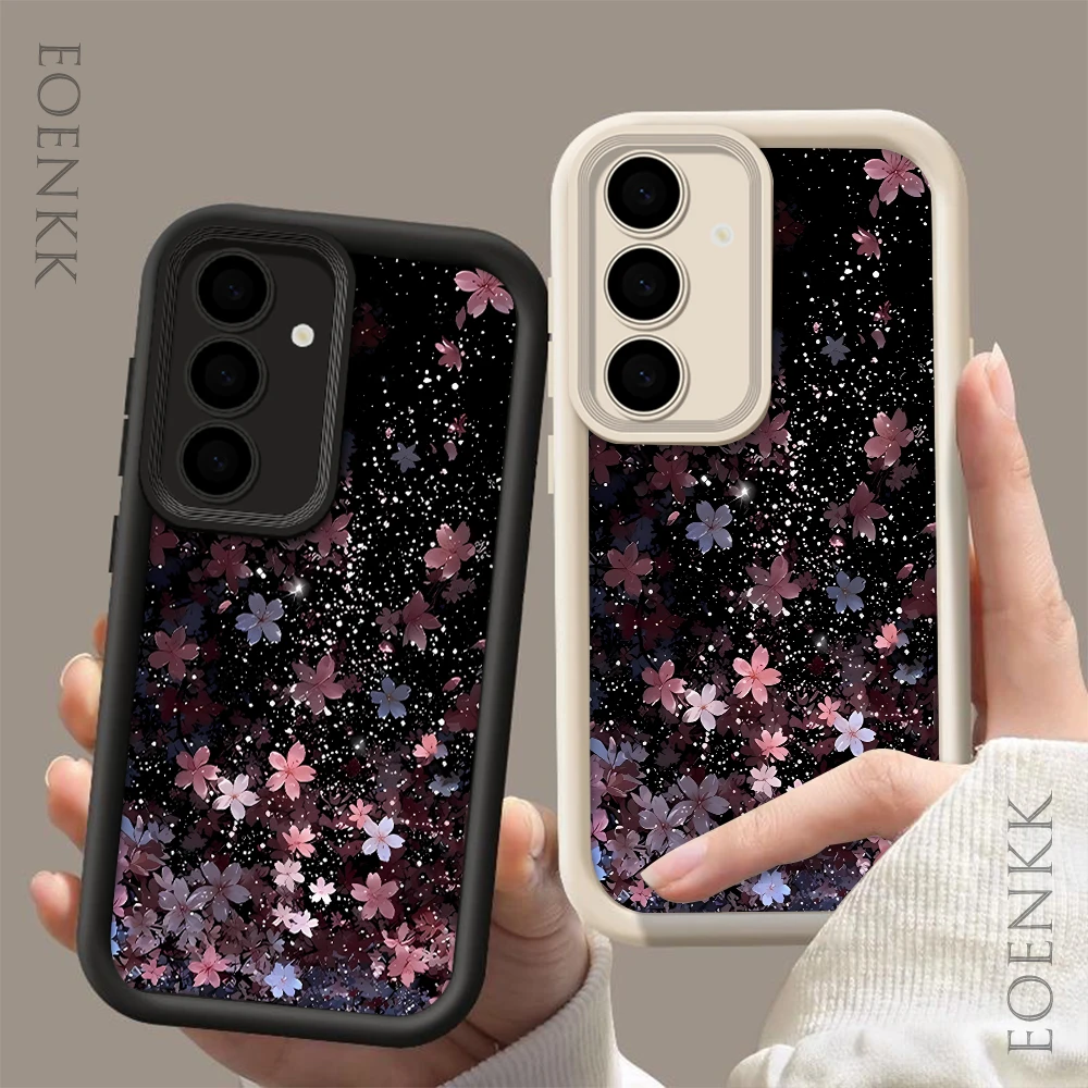 Sakura Leaf Silicone Phone Case For Samsung Galaxy S23 S22 S21 S25 S24 S20 Ultra FE A35 A15 A25 A55 Note 20 Plus 5G Soft Cover