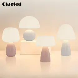 Cream Mushroom Table Lamp Cute and Simple Ceramic Eye Protection Bedside Lamp Warm Girl Bedroom Atmosphere Small Night Lamp