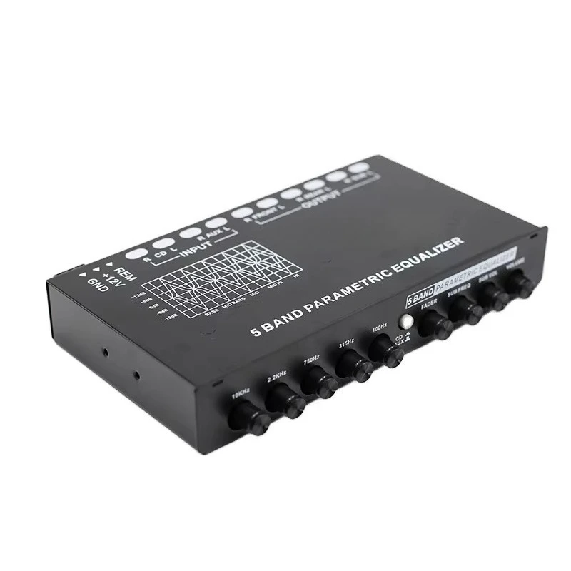 EQ5 Car Audio Equalizer Tuning Crossover Amplifier Metal Shell EQ Processor With AUX Input For Car Stereo System