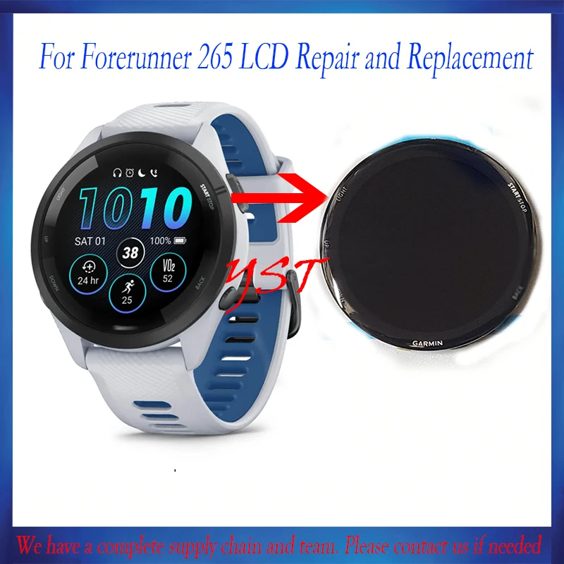 For Garmin Forerunner 265 LCD Screen Display Touch Digitizer Replacement AMOLED(Without frame)