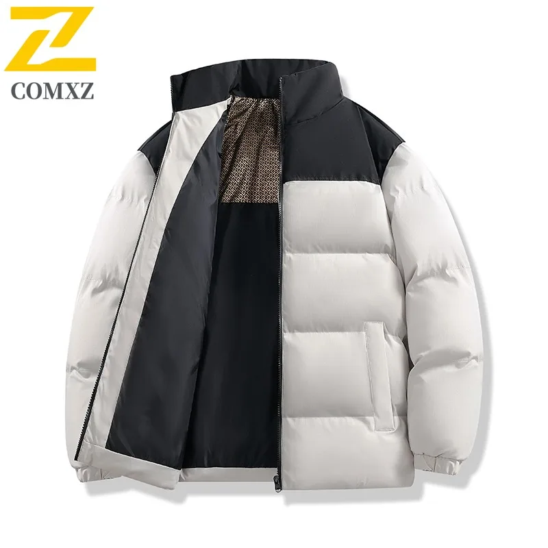 COMXZ 2025 Men Women Black Gold Graphene Padded Jacket Stand Collar Windproof Warm Backpack Style Hong Kong Fashion Couple